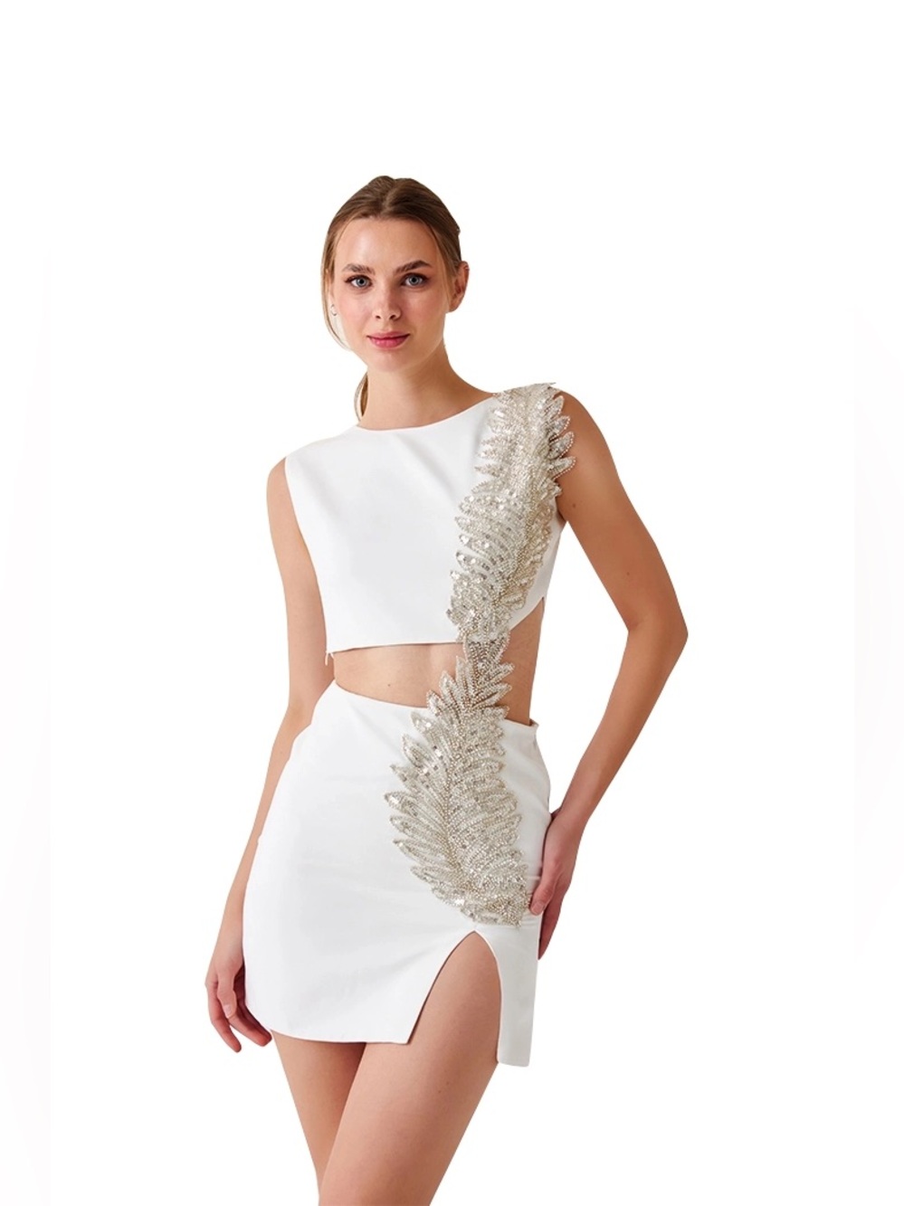 Wold & Badger by Fickle Hearts White ELLIE MINI DRESS (2 US) NWT - Picture 5 of 14